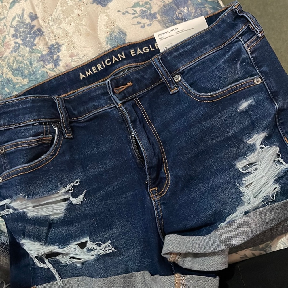 American eagle next level stretch shortie Jean shorts size 12